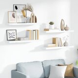  Plutajuće zidne police 4 kom sjajne bijele 90x23,5x3,8 cm MDF | Eponuda.com