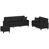  3-dijelni set sofa s jastucima crna od umjetne kože | Shoptok.si