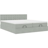 vidaXL Otomanski posteljni okvir z vzmetnicami siv 180x200cm žamet, (21610577) | Shoptok.si
