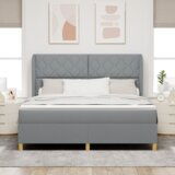  Box Spring Postelja z Blazino Svetlo Siva 180x200 cm Tkanina, (22051411) | Shoptok.si