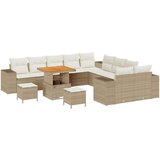  13-dijelni vrtni sofa set s jastučićima bež poli ratan akacija Vrtna garnitura - 3-dijelni vrtni blagovaonski set s jastučićima | shoptok.hr