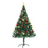  Umjetno osvijetljeno božićno drvce s kuglicama zeleno 150 cm | shoptok.hr