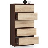 AKORD Komoda, 5 Predalov, Wenge/Hrast Sonoma, (5000332144) | Shoptok.si