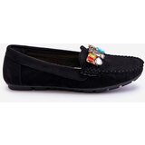 EVENTO Women's suede loafers with crystals black Lucille | Eponuda.ba