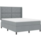 Box Spring Krevet s Madracem i LED Svjetlom Svjetlosiva 160x200 cm Tkanina | shoptok.hr