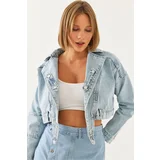 Bianco Lucci Women's Crop Denim Jacket 5217