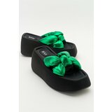 LuviShoes Women's Regno Green Wedge Heeled Slippers Cene