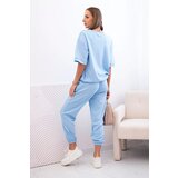 Kesi Włoski Women's viscose set with short sleeves and trousers blue | Shoptok.si