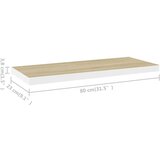 vidaXL plutajuće zidne police 2 kom hrast i bijele 80x23,5x3,8 cm MDF | shoptok.hr