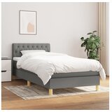  Box spring postelja z vzmetnico temno siva 100x200 cm blago | Shoptok.si