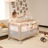 Kinderkraft Potovalna posteljica LEODY UP, bež, z dodatki | Shoptok.si