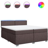  Krevet s oprugama i madracem tamnosmeđi 200x200 cm od tkanine | shoptok.hr