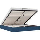 vidaXL Otomanski posteljni okvir brez vzmetnice modro 160x200 cm blago | Shoptok.si