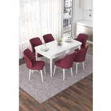 Hanah home nef - white, burgundy whiteburgundy extendable dining table & chairs set (7 pieces) | ePonuda.com