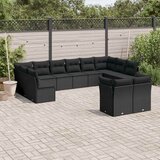  12-dijelni set vrtnih sofa od poliratana s jastucima crni | shoptok.hr
