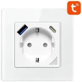Pametna WiFi stenska vtičnica 16A 2xUSB TUYA bela Alexa Google Assistant