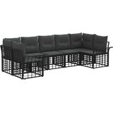  Set vanjskih sofa s jastukom 7 pcs Crna i tamno siva Poliester | shoptok.hr