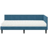 vidaXL Kutni okvir kreveta s madracem Plava 90 x 190 cm Baršun | shoptok.hr