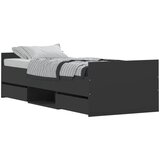  The Living Store Posteljni okvir z vzglavjem in vznožjem črn 75x190 cm - Posteljni Okvir, (21455715) | Shoptok.si