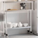 vidaXL Kuhinjski radni stol s policom 110x30x120 cm nehrđajući čelik | shoptok.hr