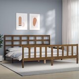 vidaXL Posteljni okvir z vzglavjem medeno rjav 200x200 cm trden les Cene