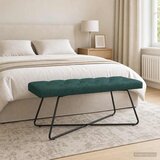  Klupa s gumbastim tkanjem Tamnozelena 110 x 40 x 46 cm Tkanina | Eponuda.com