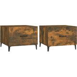  Stolići za kavu s metalnim nogama 2 kom boja hrasta 50x50x40 cm | Shoptok.si