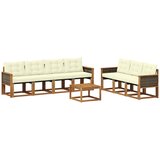vidaXL Zunanja garnitura za sedenje z blazino 8 pcs Naravna in smetana, (5000273080) | Shoptok.si