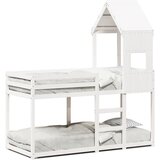  Krevet na kat s krovom bijeli 75x190 cm puno drvo bor | shoptok.hr