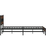 Metalni Kovinski posteljni okvir brez vzmetnice rjavi hrast 200x200 cm, (21610625) | Shoptok.si
