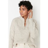 Trendyol Stone Zippered Knitwear Sweater | shoptok.hr