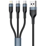 Foneng X51 3V1 USB NA USB-C / MICRO USB / LIGHTNING KABEL, 3A, 1,2 M (ČRN), (5000334625) Cene