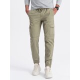 Ombre Men's JOGGERS pants with zippered cargo pockets - khaki Cijene