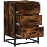 vidaXL Nočna omarica dimljeni hrast 40x34,5x60 cm inž. les in kovina | Shoptok.si