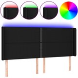  LED uzglavlje crno 203 x 16 x 118/128 cm od tkanine | shoptok.hr