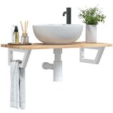  Zidna polica za Lavabo - Umivaonik od čelika i masivnog bagremovog drva | shoptok.hr
