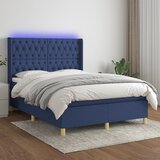  The Living Store Box spring postelja z vzmetnico LED modra 140x200 cm blago - Box Spring Postelja, (21449816) Cene
