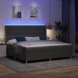  Krevet s opruga kutije s LED trakama Siva 200 x 200 cm tkanina | shoptok.hr