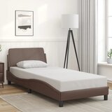 Maison Chic Posteljni okvir - Enojna postelja - Postelja za odrasle z vzglavjem rjav 90x200 cm umetno usnje-J9614, (21762591) | Shoptok.si