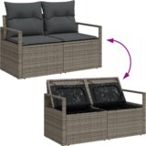 vidaXL 9-delni vrtnarski sedežni set z blazinami siva poli rattan | Shoptok.si