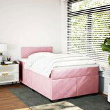 vidaXL Box spring postelja z vzmetnico roza 120x190 cm žamet | Shoptok.si