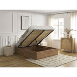 Bobochic Paris Rjava zakonska postelja iz iverne plošče v dekorju breze s prostorom za shranjevanje/brez vzglavja z letvenim dnom 180x200 cm Mara – | Shoptok.si