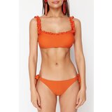 Trendyol Cinnamon Bralette Ruffled Textured Regular Bikini Set | Shoptok.si