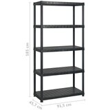 vidaXL Regal s policami 5-nadstropni črn 366x45,7x185 cm plastika | Shoptok.si