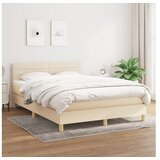 vidaXL Box spring postelja z vzmetnico krem 140x190 cm blago Cene