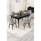 Hanah home trpezarijski set Rax, sto na razvlačenje i 4 stolice, ploča u dekoru crnog mermera, siva tkanina Babyface | Eponuda.com