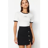 Trendyol Black Knitted Mini Skirt With Buttons Cene