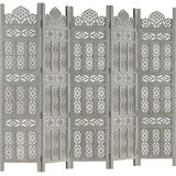  Ročno izrezljan paravan 5-delni siv 200x165 cm trden mangov les, (5000179366) | Shoptok.si