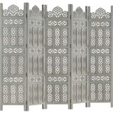 Sobna pregrada s 5 panela siva 200 x 165 cm masivno drvo manga | shoptok.hr
