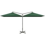  Dvostruki vrtni suncobran s čeličnim stupom zeleni 600 x 300 cm | shoptok.hr